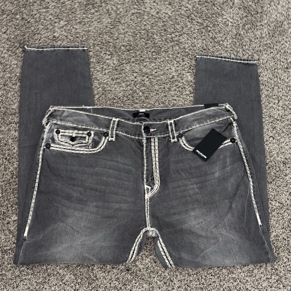 True Religion Dark Gray Straight Jeans
